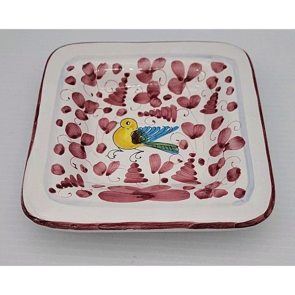 Italian Pottery 6.5" Deruta Hanging Wall Plate Mario Sambuca Yellow Bird